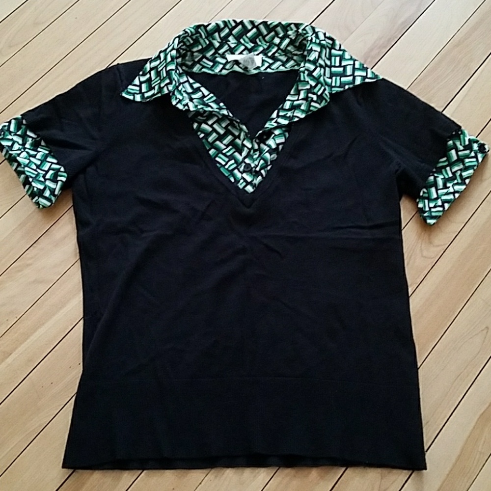 1 piece layered look short sleeved sweater top